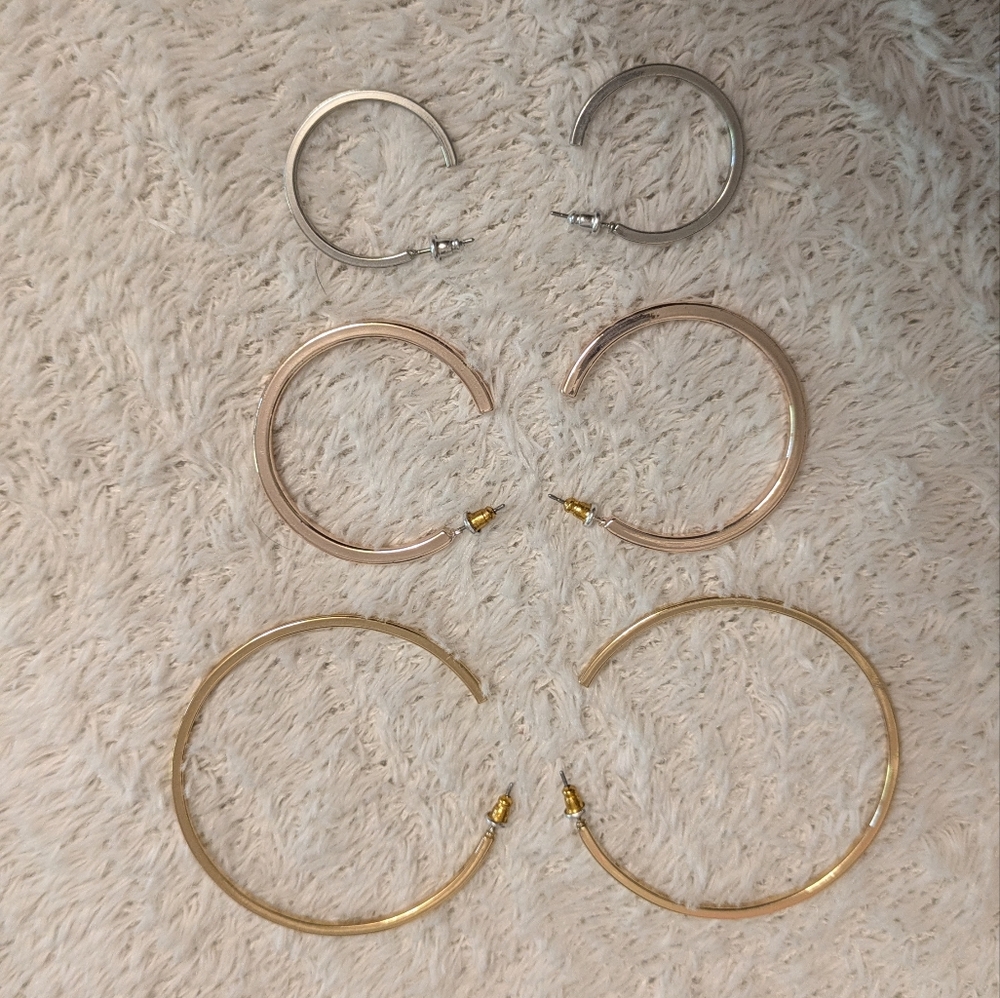 Express Mixed Metal Hoop Earring Set